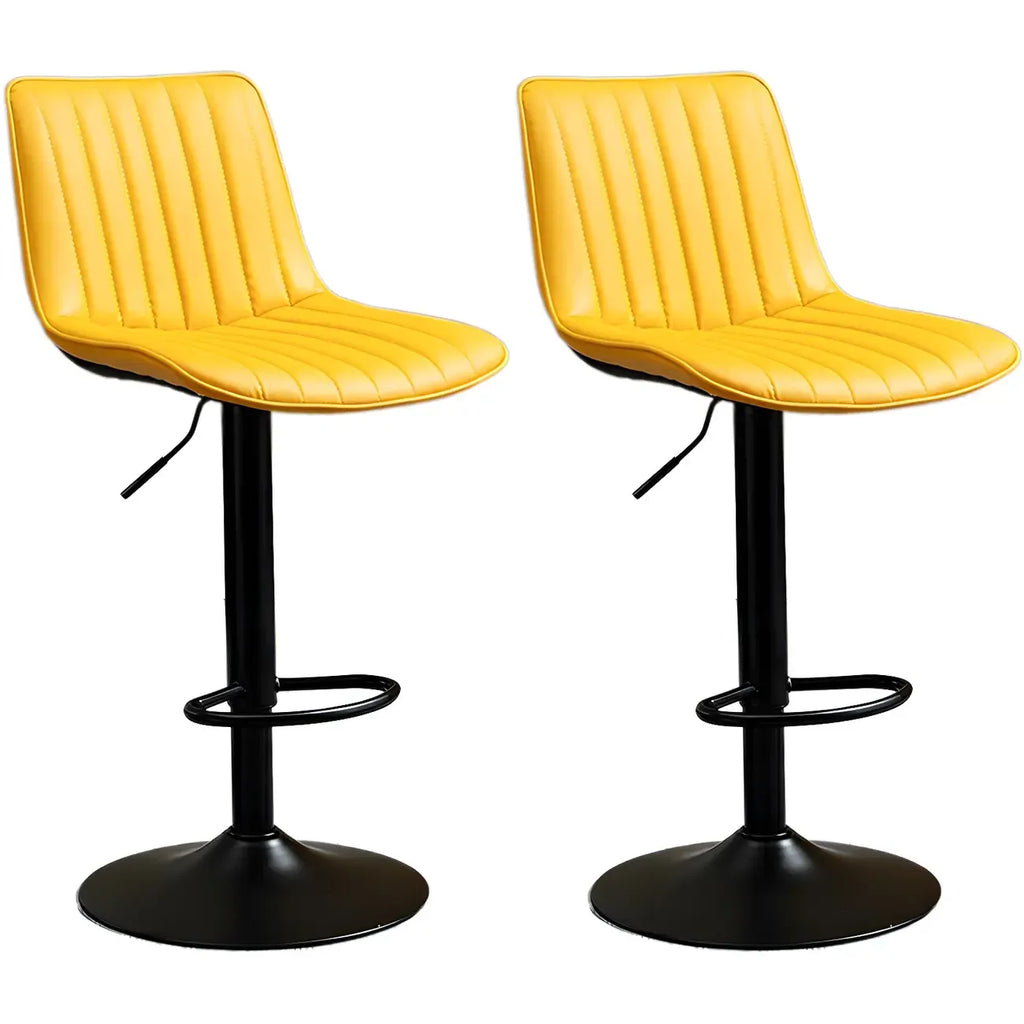 Adjustable Swivel Leather Bucket Bar Stools With Backs For Home Bar