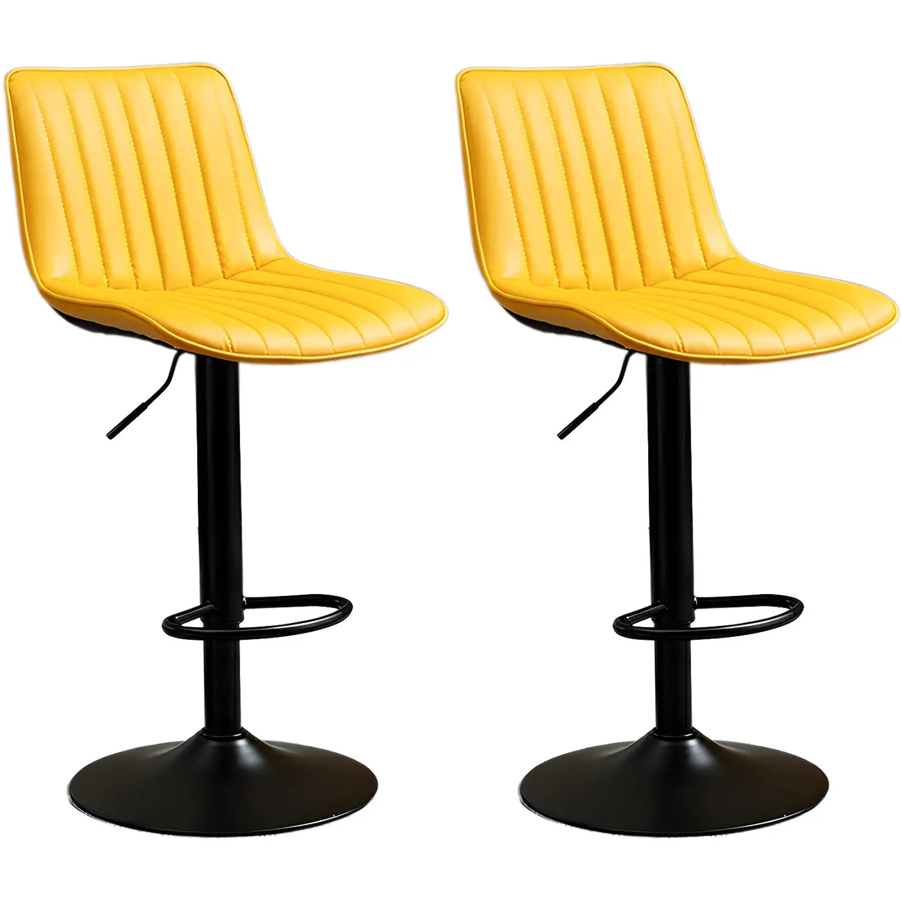 Adjustable Swivel Leather Bucket Bar Stools With Backs For Home Bar