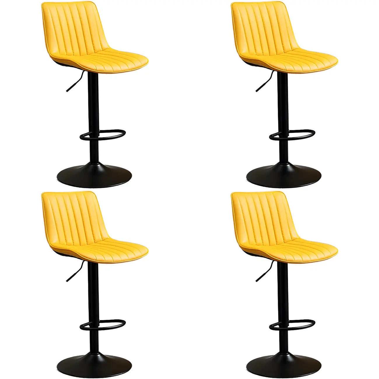 Adjustable Swivel Leather Bucket Bar Stools With Backs For Home Bar