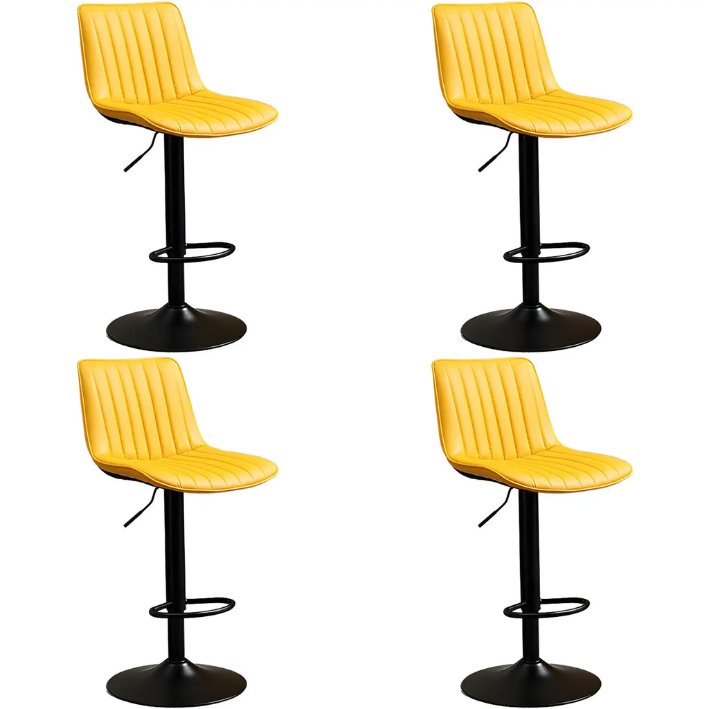 Adjustable Swivel Leather Bucket Bar Stools With Backs For Home Bar