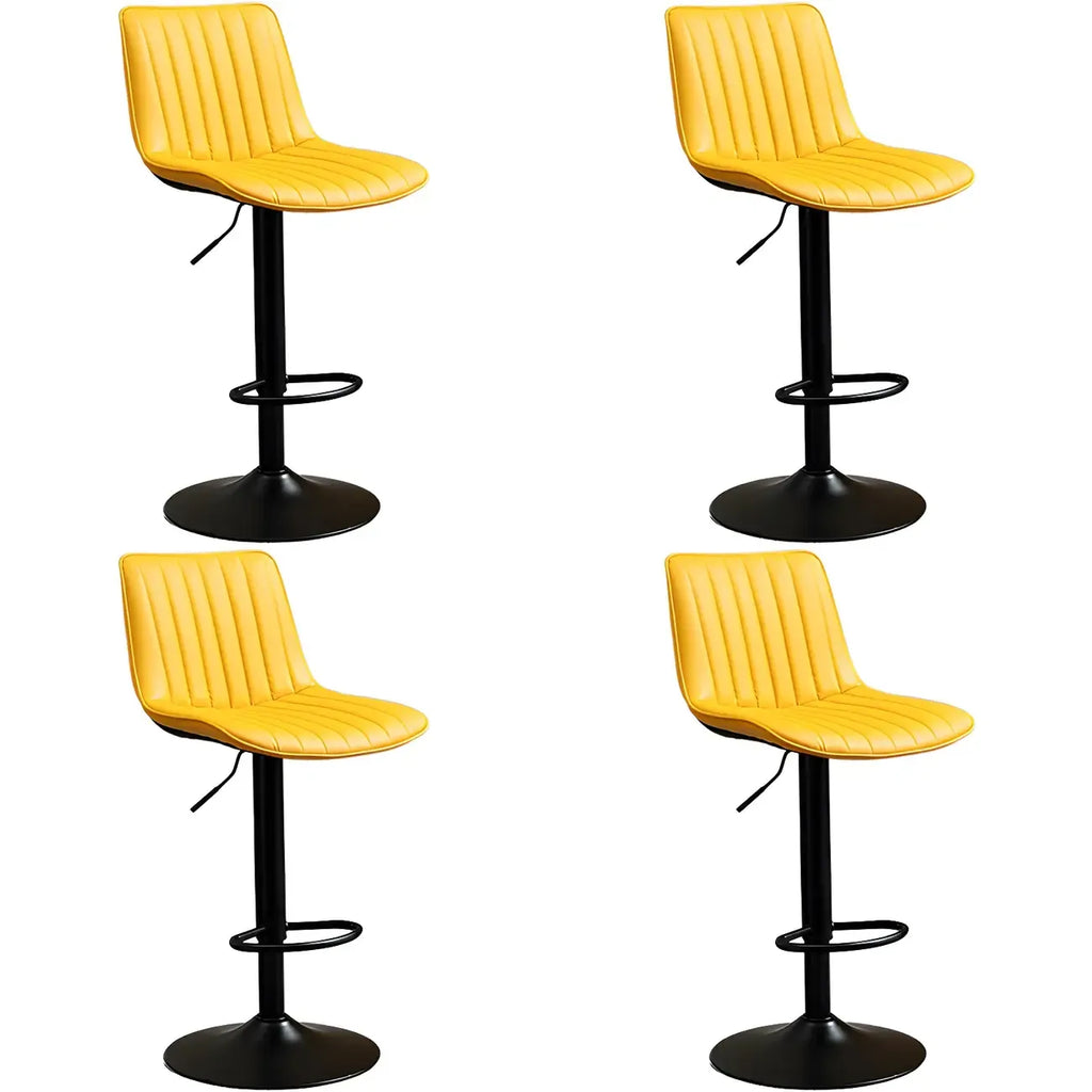 Adjustable Swivel Leather Bucket Bar Stools With Backs For Home Bar