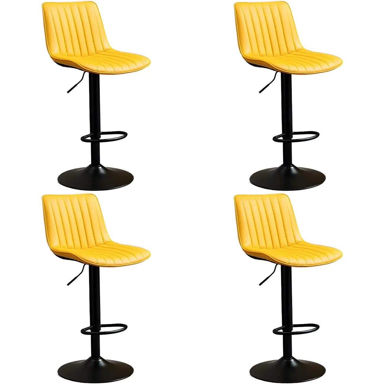 Adjustable Swivel Leather Bucket Bar Stools With Backs For Home Bar