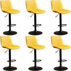 Adjustable Swivel Leather Bucket Bar Stools With Backs For Home Bar