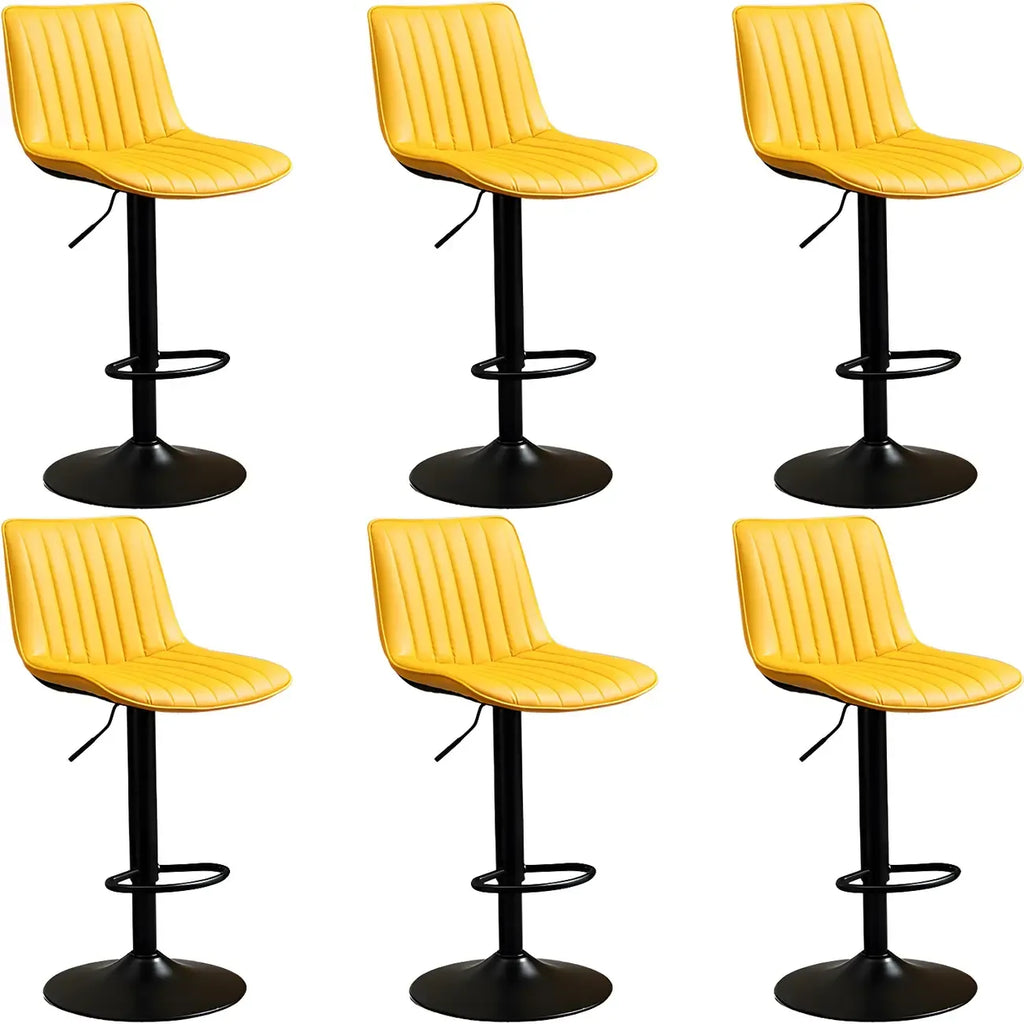 Adjustable Swivel Leather Bucket Bar Stools With Backs For Home Bar