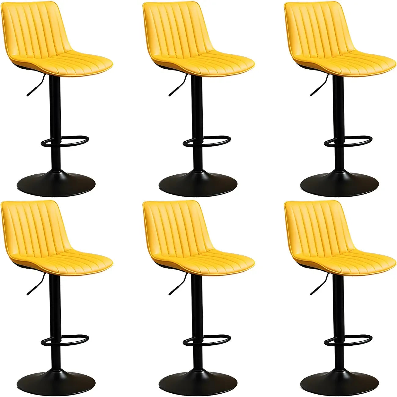 Adjustable Swivel Leather Bucket Bar Stools With Backs For Home Bar