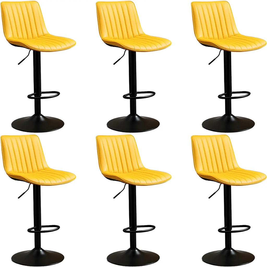 Adjustable Swivel Leather Bucket Bar Stools With Backs For Home Bar