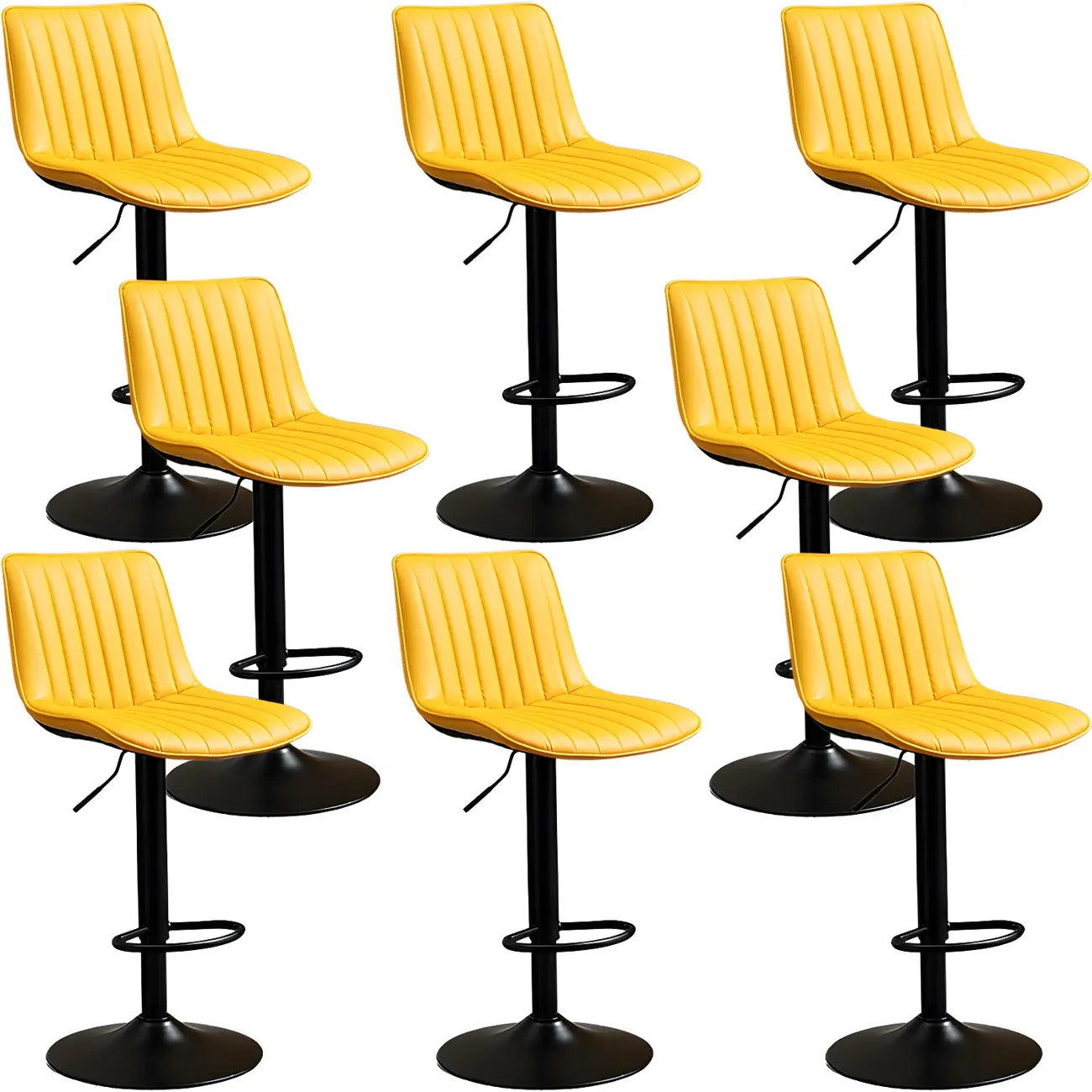 Adjustable Swivel Leather Bucket Bar Stools With Backs For Home Bar