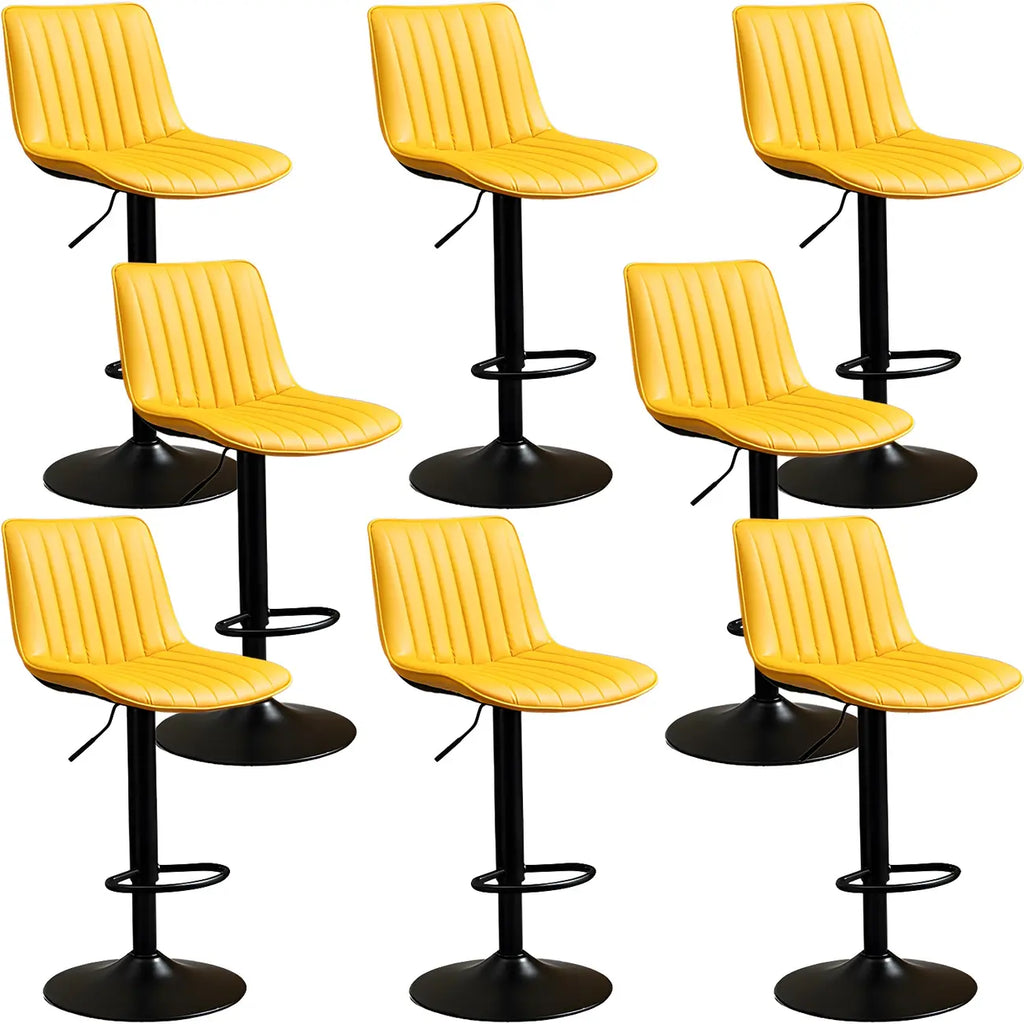 Adjustable Swivel Leather Bucket Bar Stools With Backs For Home Bar