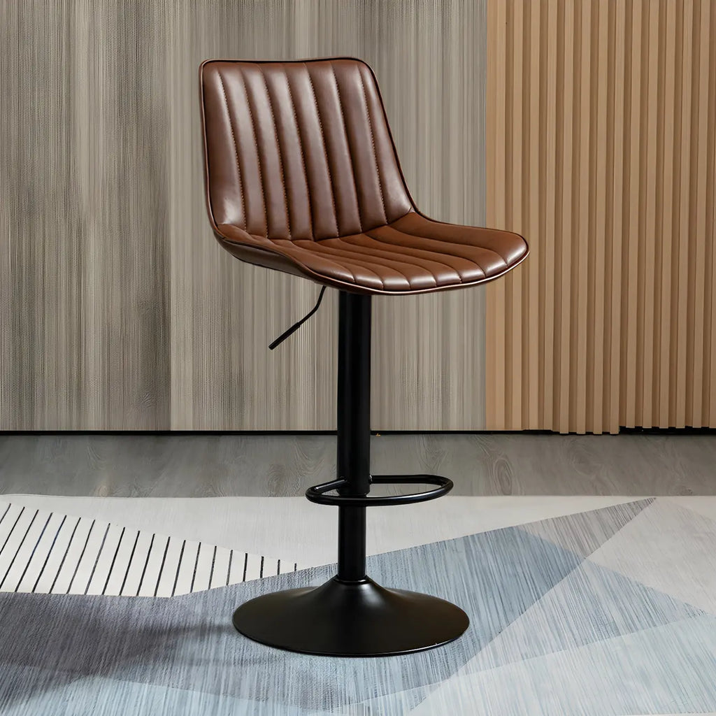 Adjustable Swivel Leather Bucket Bar Stools With Backs For Home Bar