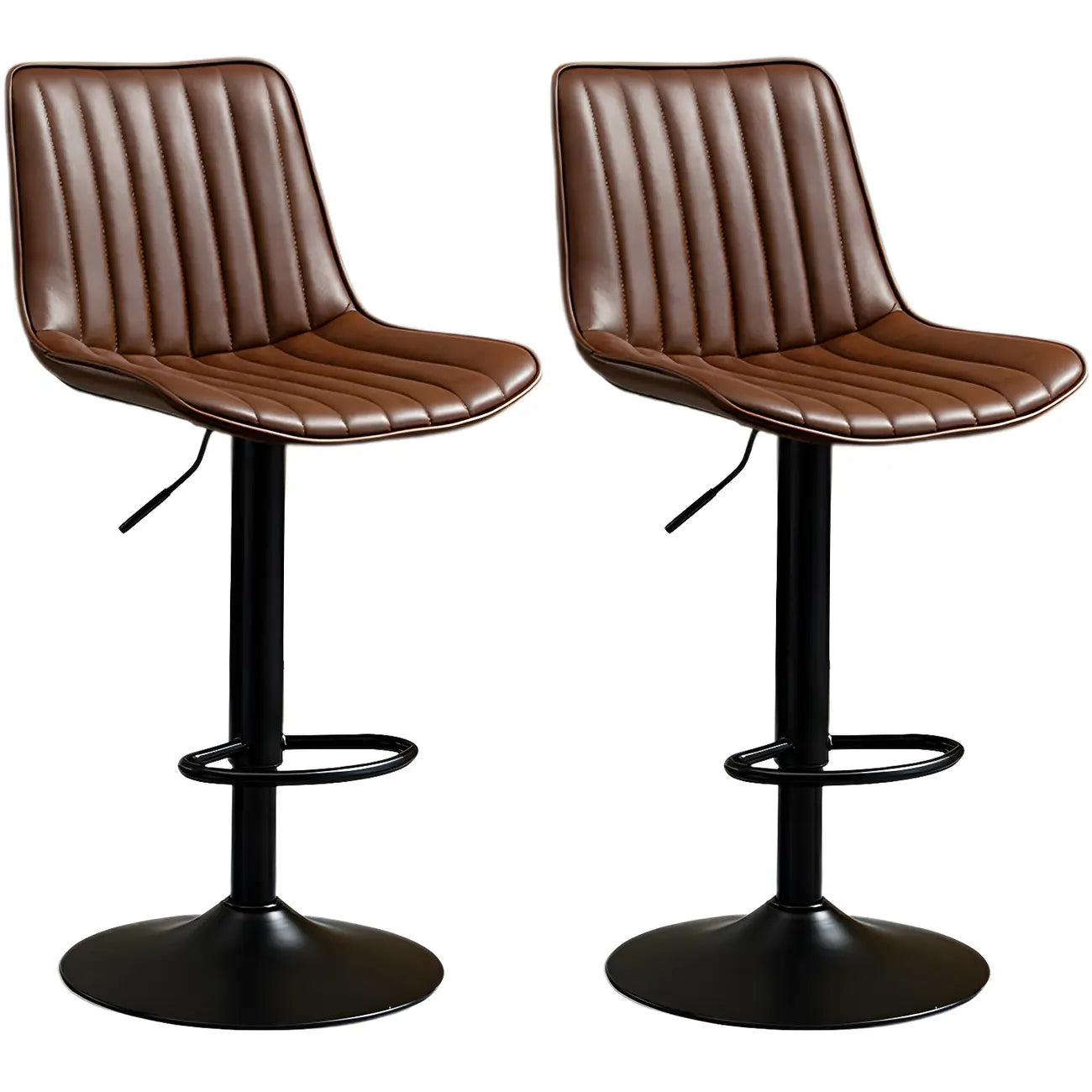 Adjustable Swivel Leather Bucket Bar Stools With Backs For Home Bar