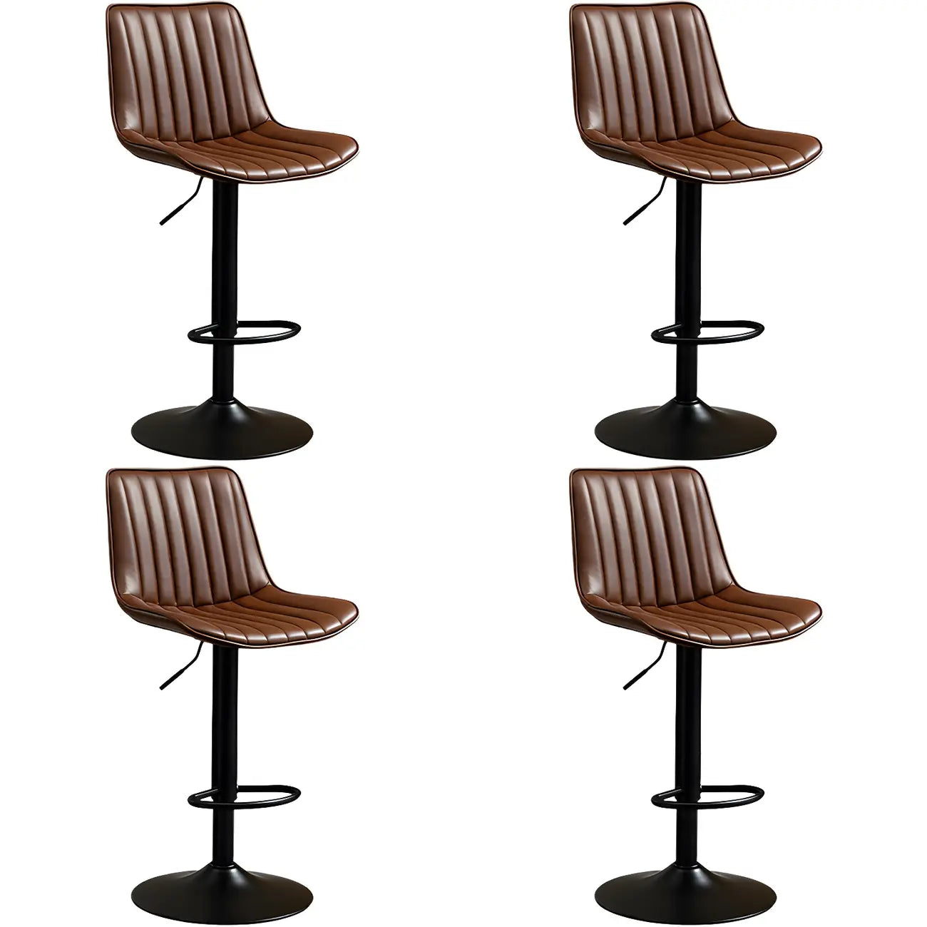 Adjustable Swivel Leather Bucket Bar Stools With Backs For Home Bar