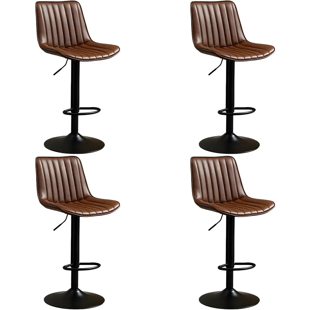 Adjustable Swivel Leather Bucket Bar Stools With Backs For Home Bar