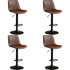 Adjustable Swivel Leather Bucket Bar Stools With Backs For Home Bar
