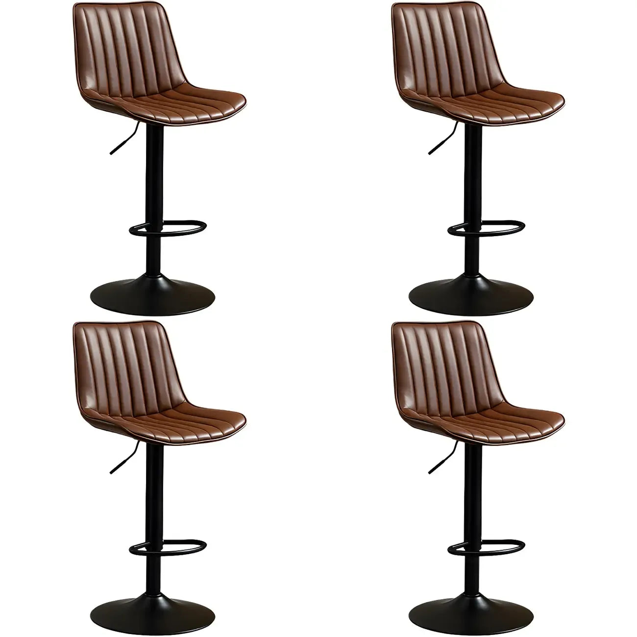 Adjustable Swivel Leather Bucket Bar Stools With Backs For Home Bar