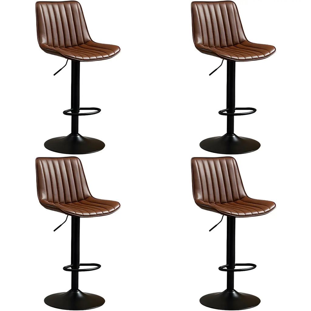 Adjustable Swivel Leather Bucket Bar Stools With Backs For Home Bar