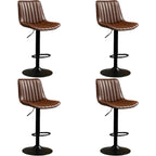 Adjustable Swivel Leather Bucket Bar Stools With Backs For Home Bar