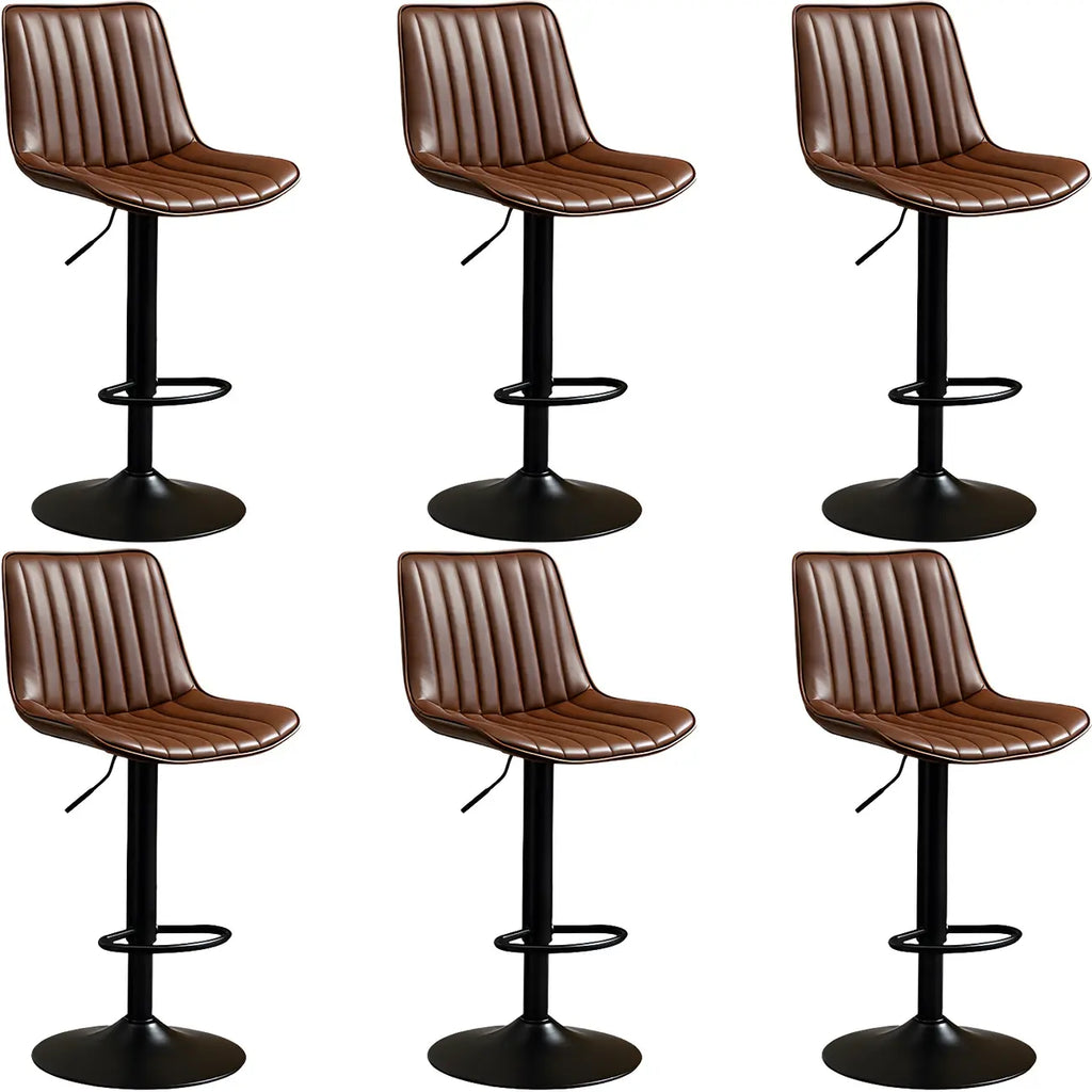 Adjustable Swivel Leather Bucket Bar Stools With Backs For Home Bar