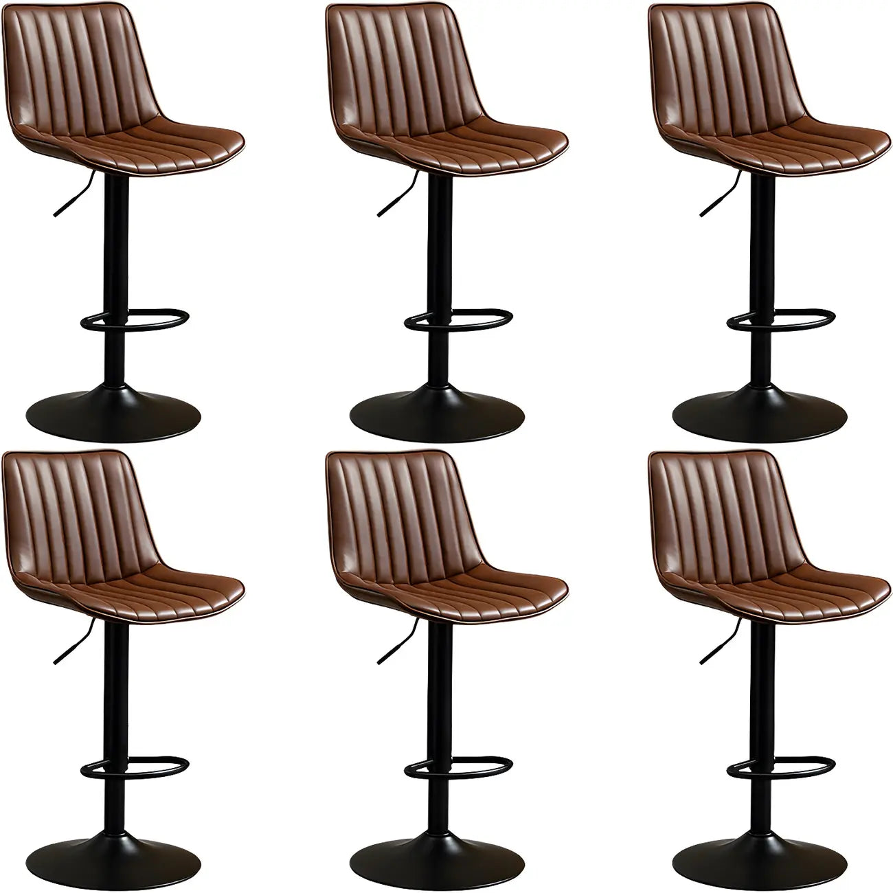 Adjustable Swivel Leather Bucket Bar Stools With Backs For Home Bar