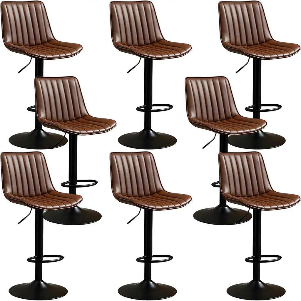 Adjustable Swivel Leather Bucket Bar Stools With Backs For Home Bar