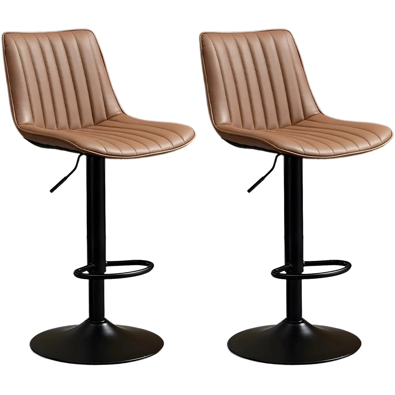 Adjustable Swivel Leather Bucket Bar Stools With Backs For Home Bar