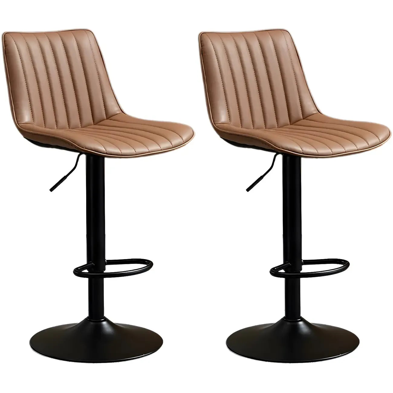 Adjustable Swivel Leather Bucket Bar Stools With Backs For Home Bar