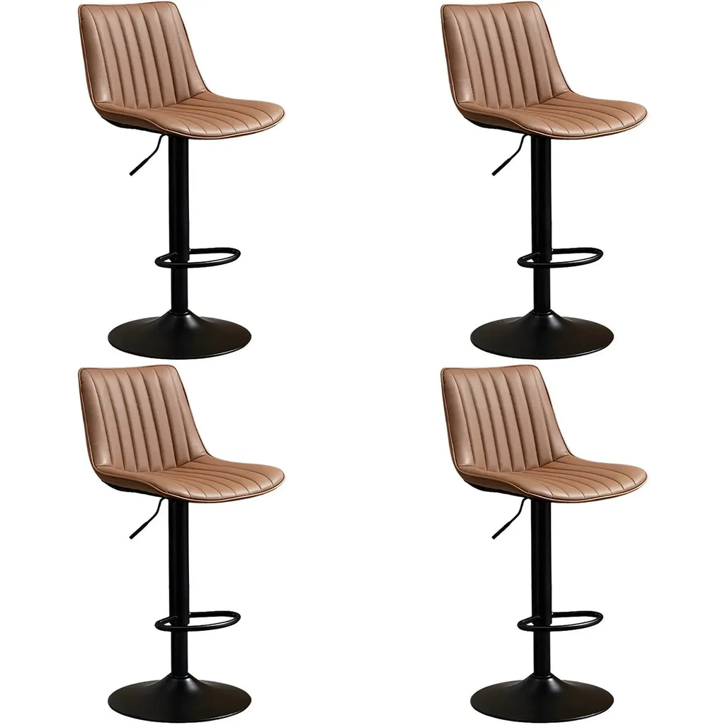 Adjustable Swivel Leather Bucket Bar Stools With Backs For Home Bar