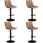 Adjustable Swivel Leather Bucket Bar Stools With Backs For Home Bar