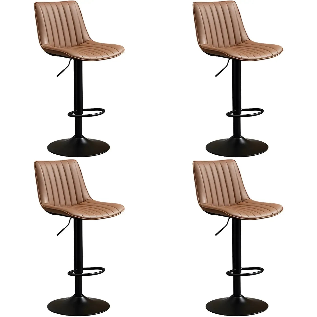 Adjustable Swivel Leather Bucket Bar Stools With Backs For Home Bar
