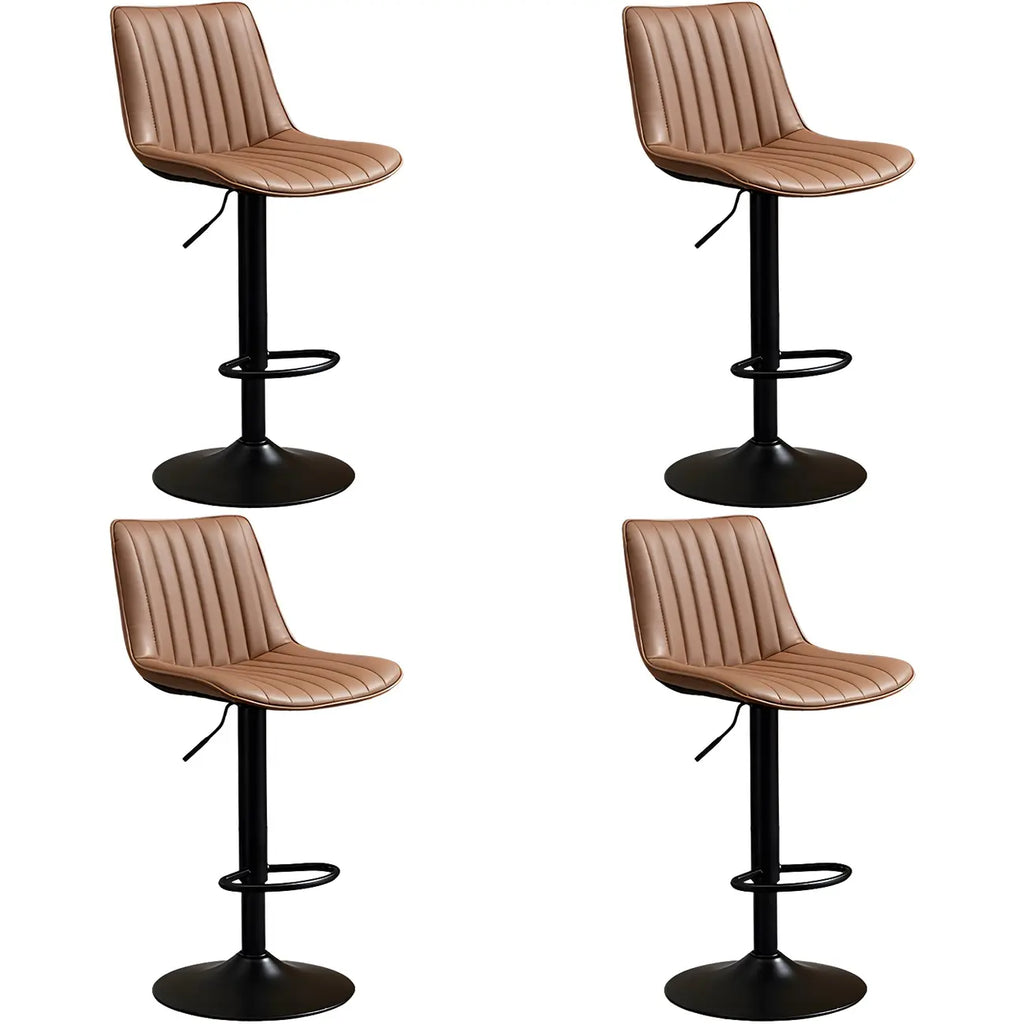 Adjustable Swivel Leather Bucket Bar Stools With Backs For Home Bar