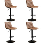 Adjustable Swivel Leather Bucket Bar Stools With Backs For Home Bar