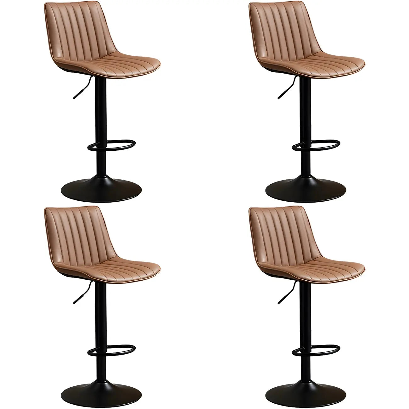 Adjustable Swivel Leather Bucket Bar Stools With Backs For Home Bar
