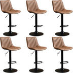 Adjustable Swivel Leather Bucket Bar Stools With Backs For Home Bar