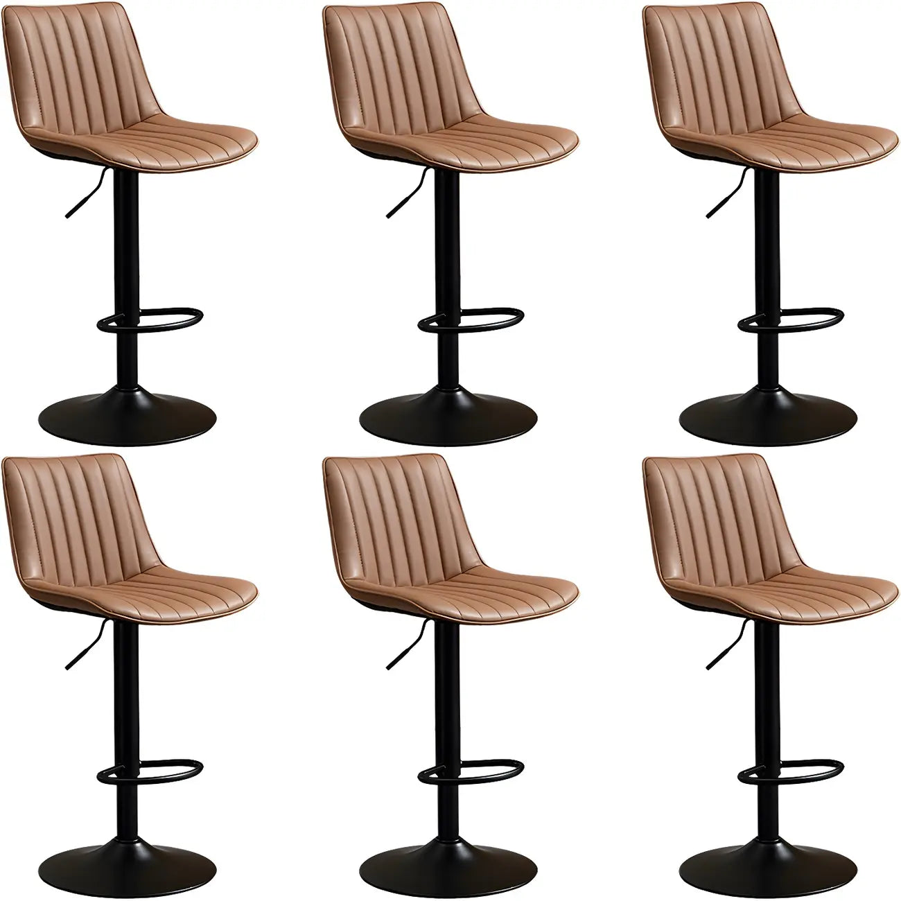 Adjustable Swivel Leather Bucket Bar Stools With Backs For Home Bar