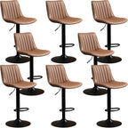 Adjustable Swivel Leather Bucket Bar Stools With Backs For Home Bar