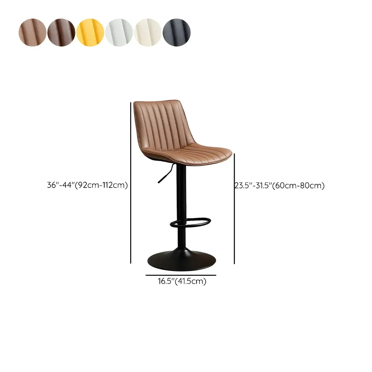 Adjustable Swivel Leather Bucket Bar Stools With Backs For Home Bar