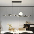 Minimalist Black/White Linear Adjustable Island Pendant Light