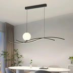Minimalist Black/White Linear Adjustable Island Pendant Light