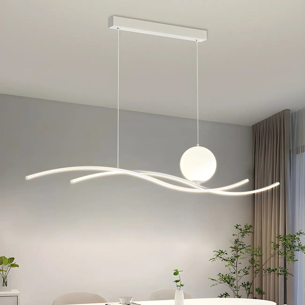 Minimalist Black/White Linear Adjustable Island Pendant Light