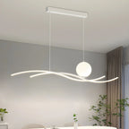 Minimalist Black/White Linear Adjustable Island Pendant Light