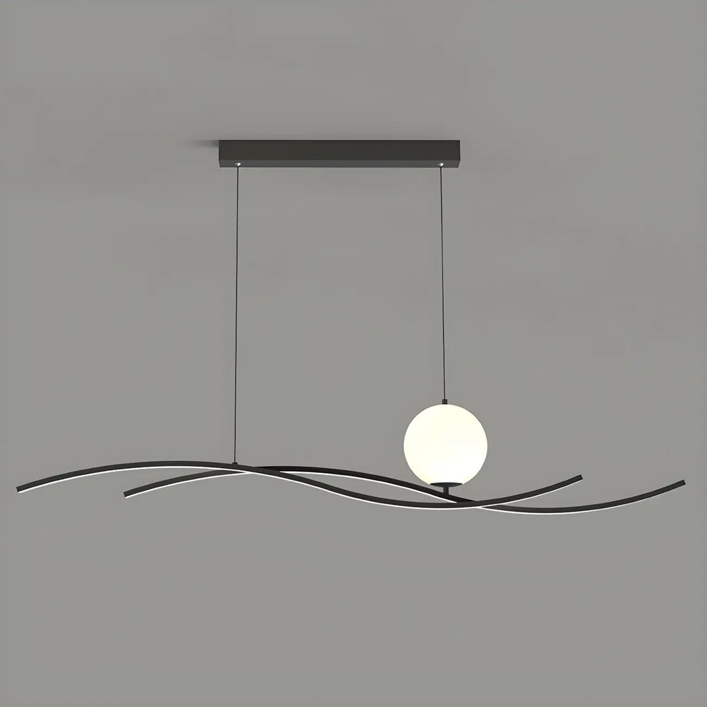 Minimalist Black/White Linear Adjustable Island Pendant Light