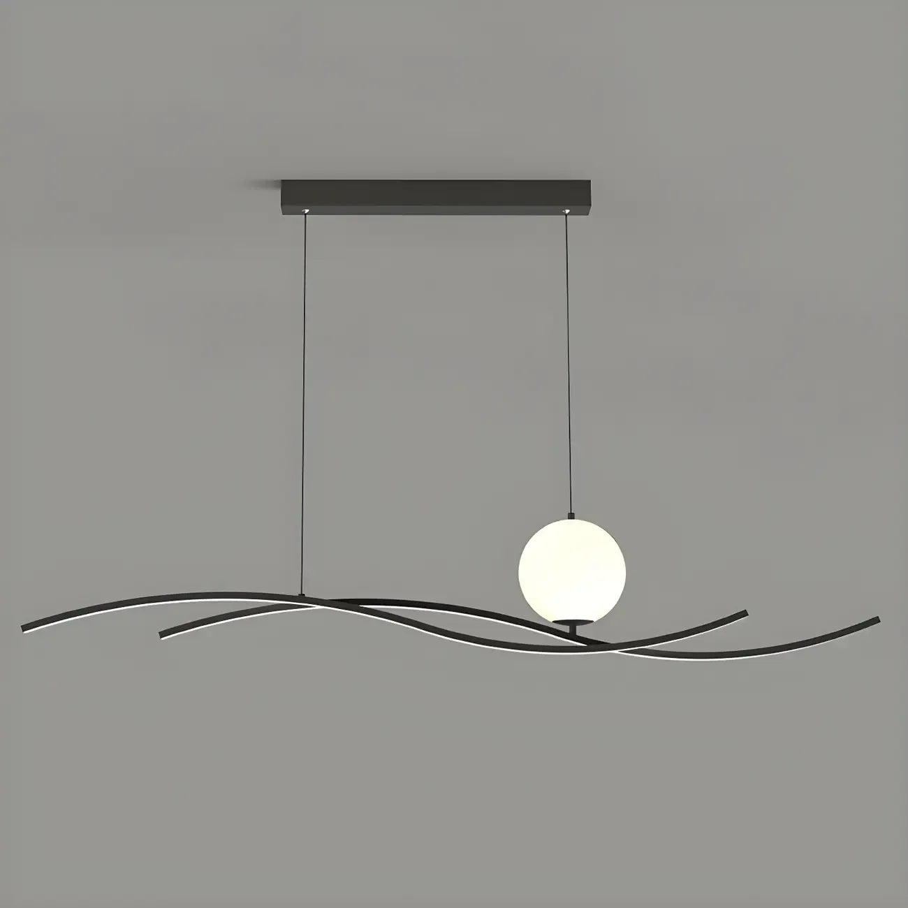 Minimalist Black/White Linear Adjustable Island Pendant Light