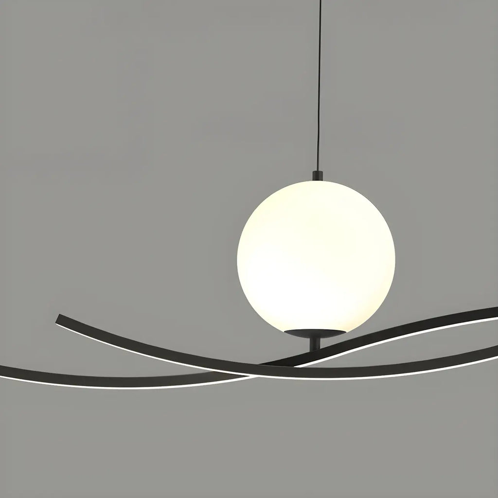 Minimalist Black/White Linear Adjustable Island Pendant Light