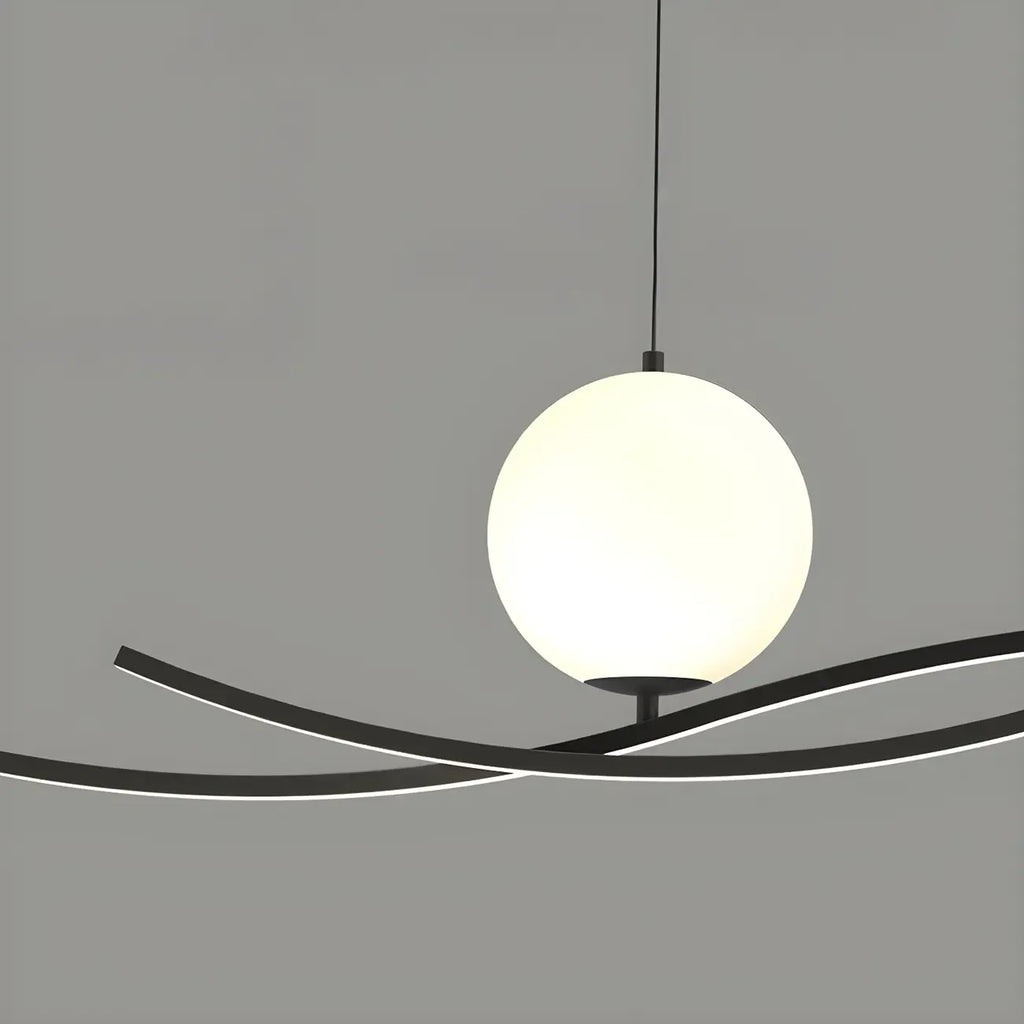 Minimalist Black/White Linear Adjustable Island Pendant Light