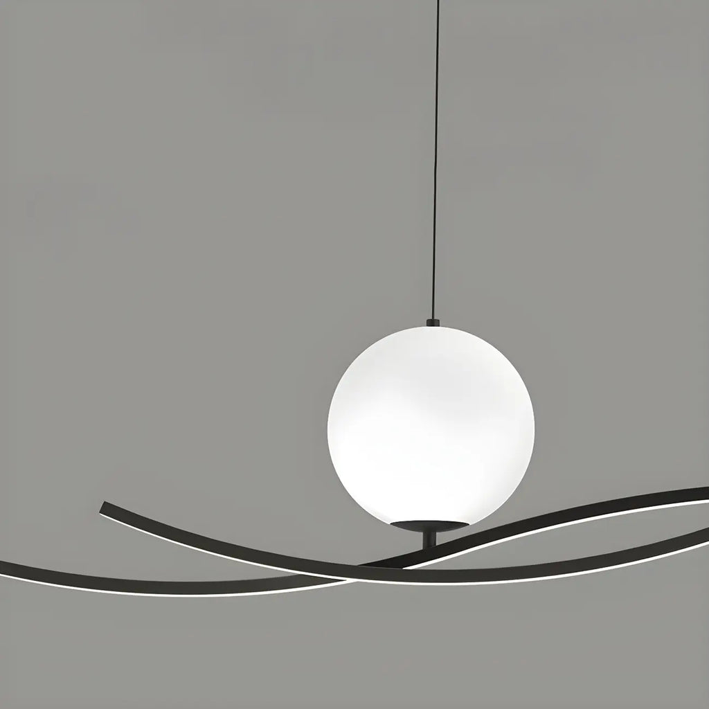 Minimalist Black/White Linear Adjustable Island Pendant Light