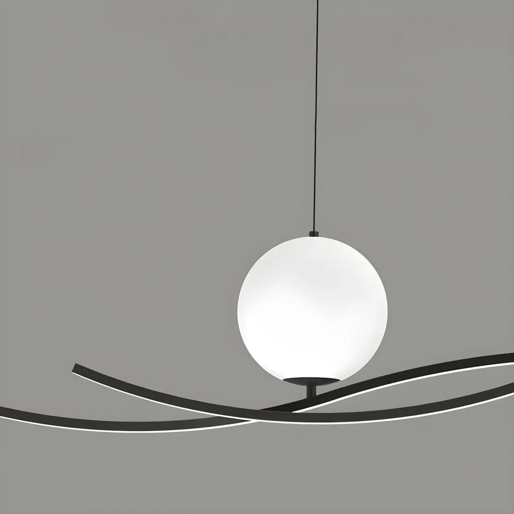 Minimalist Black/White Linear Adjustable Island Pendant Light