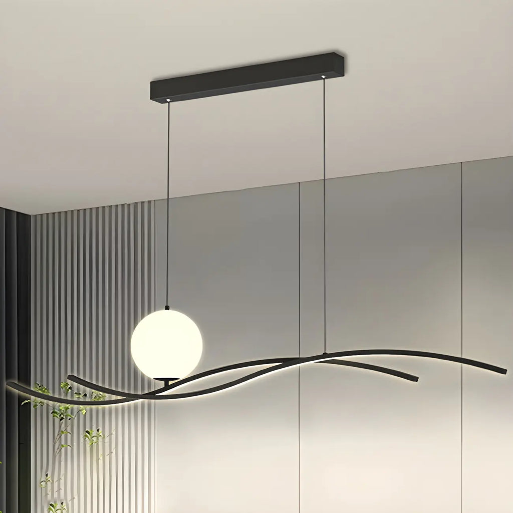 Minimalist Black/White Linear Adjustable Island Pendant Light