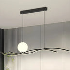 Minimalist Black/White Linear Adjustable Island Pendant Light
