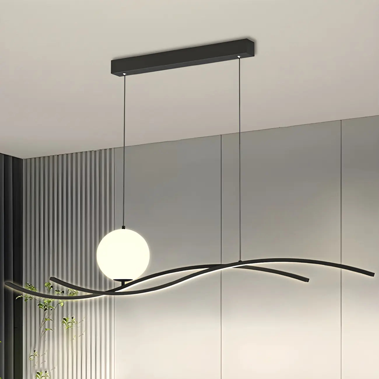 Minimalist Black/White Linear Adjustable Island Pendant Light