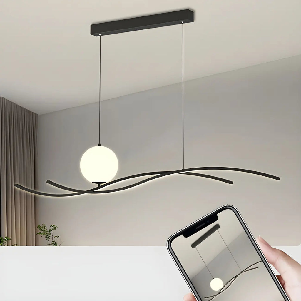 Minimalist Black/White Linear Adjustable Island Pendant Light