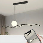 Minimalist Black/White Linear Adjustable Island Pendant Light
